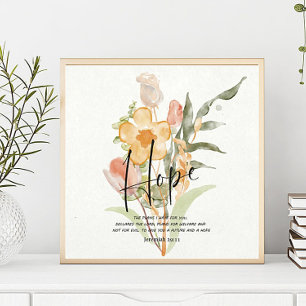 Hopp-Jeremia 29:11 orange blom Poster