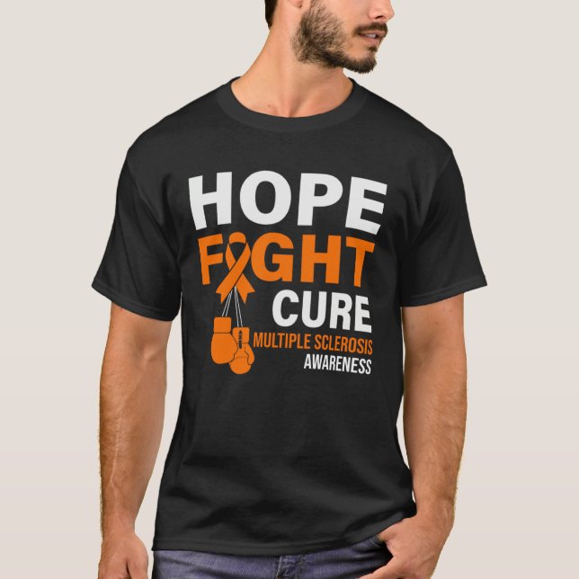 Hopp Kamp Läka MS Medvetenhet Multipel Skleros MS T Shirt (Framsida)