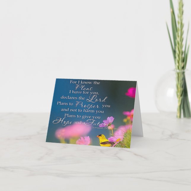 Hopp och framtid  blommor och fågel anteckningskort (Framsida)