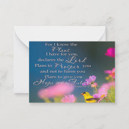 Hopp och framtid  blommor och fågel anteckningskort