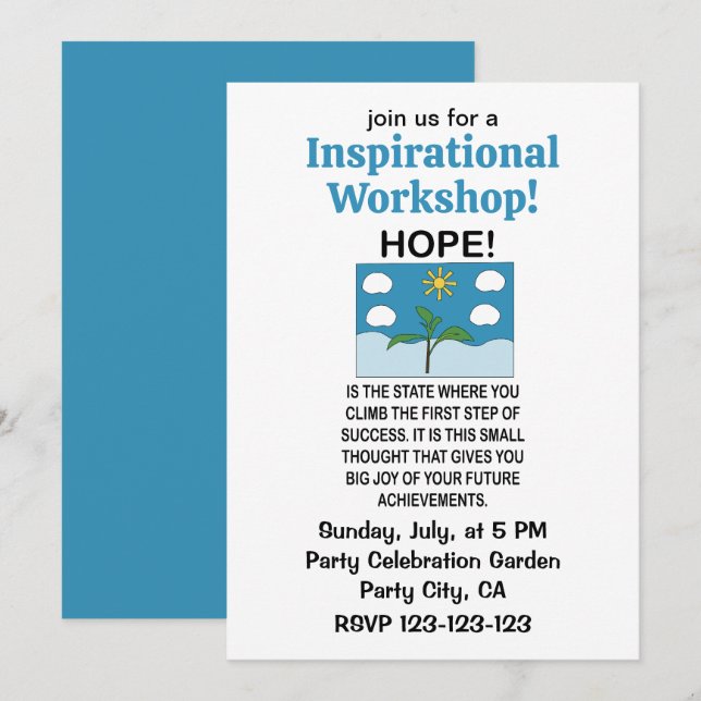 Hopp Och Inspiration Motiverande Workshop Inbjudningar (Fram/baksida)