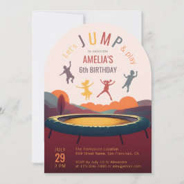 Hopp och lek Trampolin Flickans födelsedagsfest Ro Inbjudningar