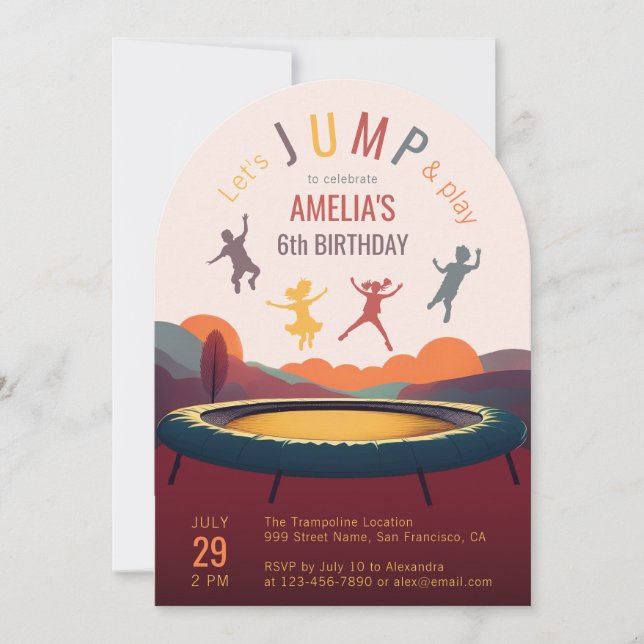 Hopp och lek Trampolin Flickans födelsedagsfest Ro Inbjudningar (Framsida)