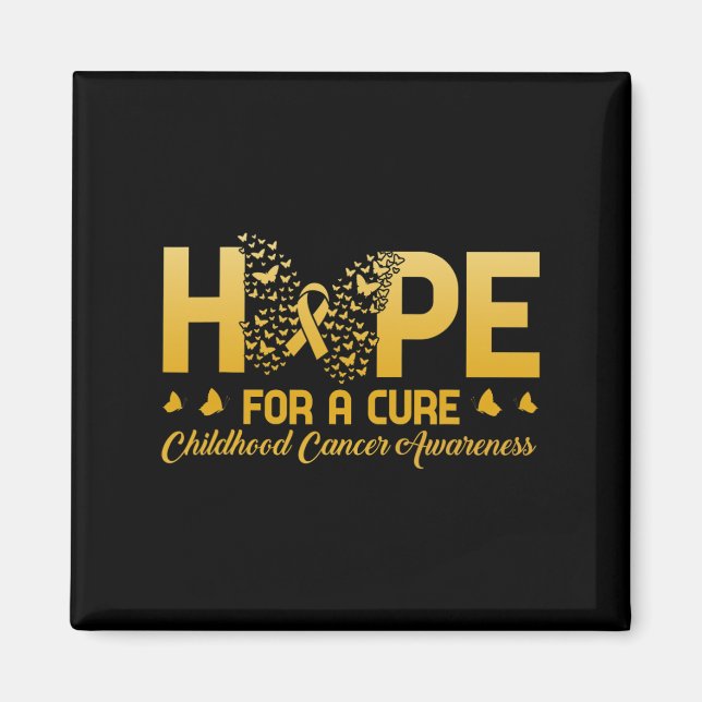 Hopp Om Ett Botemedel Barncancer Medvetenhet Fjäri Magnet (Framsidan)