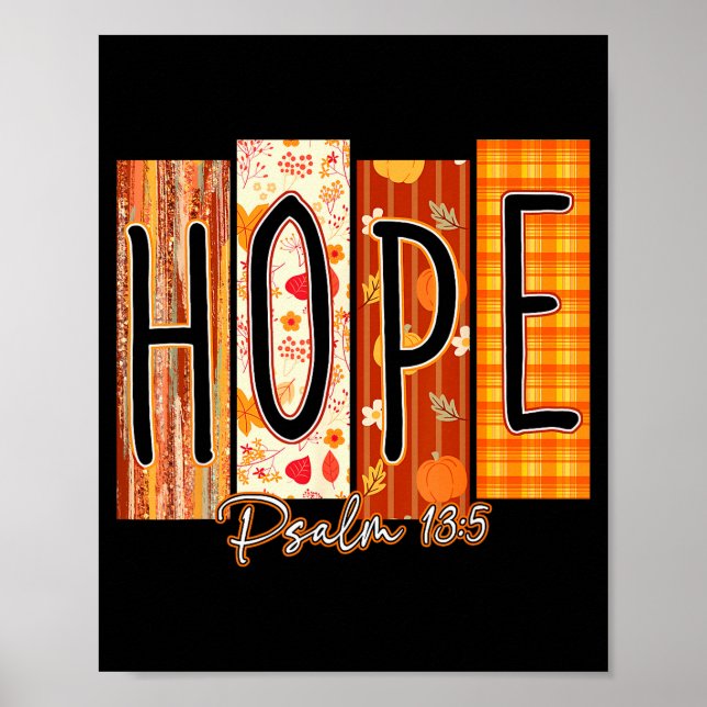 Hopp Psalm 13_5 Bibelvers Fall Kristen Pumpa Poster (Framsidan)