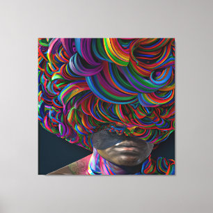 Hopp Regnbåge Hår Svart Melanin Afro Drottning Kro Canvastryck