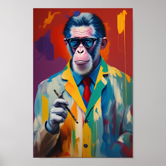 Hopp Rökning Ape Home Dekoration Wall Art Poster (Framsidan)