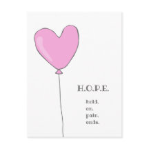 Hopp - Rosa ballong med sött motiverande citat