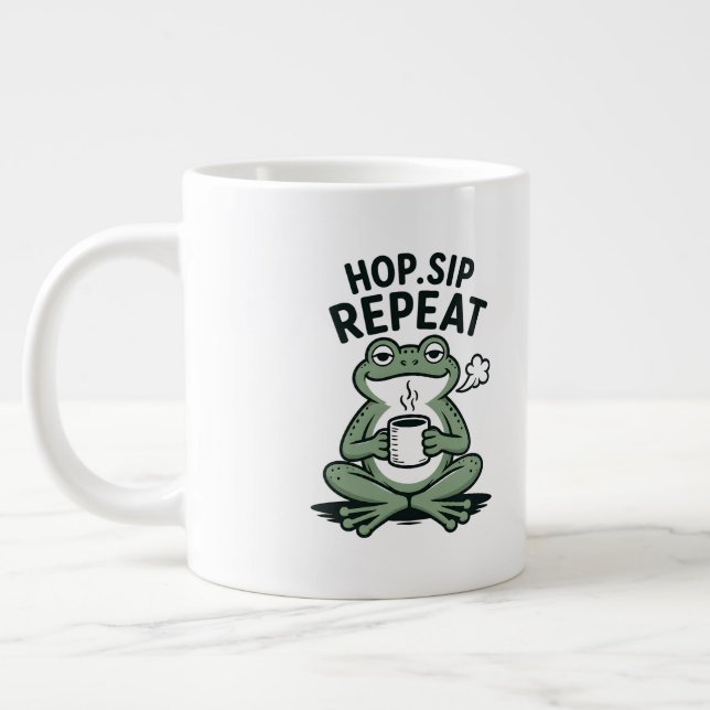 Hopp Skvätt Upprepa Rolig Frosk Kaffe Design Jumbo Mugg (Vänster)