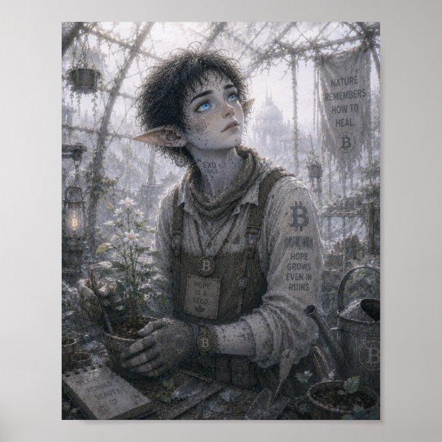 Hopp / Trädgårdsmästare / Glas växthus Poster (Framsidan)