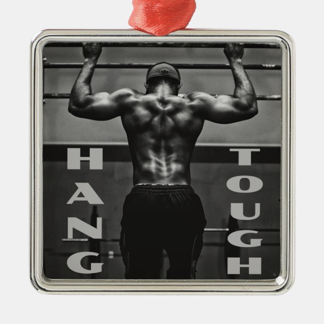 Hopp Tuff Muscle Man Workout Gym Julgransprydnad Metall (Framsidan)