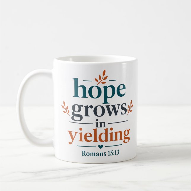 Hopp Växer I Eftergivenhet Minimalistisk Kristet C Kaffemugg (Vänster)