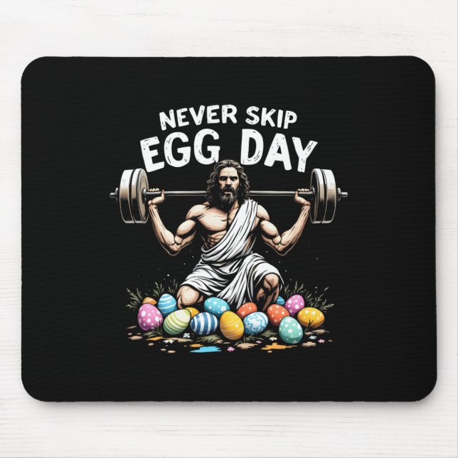 Hoppa aldrig över äggdagen Tee Jesus Påsk Gym Leg Musmatta (Framsidan)