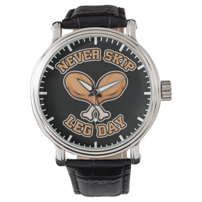 Hoppa aldrig över blydagen - Chicken Drumstick - L Armbandsur (Framsida)