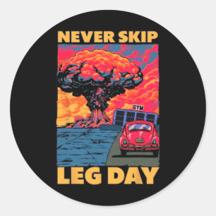 Hoppa aldrig över blydagens viktande Bodybuilding  Runt Klistermärke