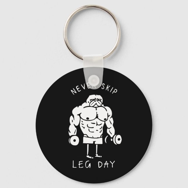 Hoppa aldrig över Leg Day Nyckelring (Framsida)