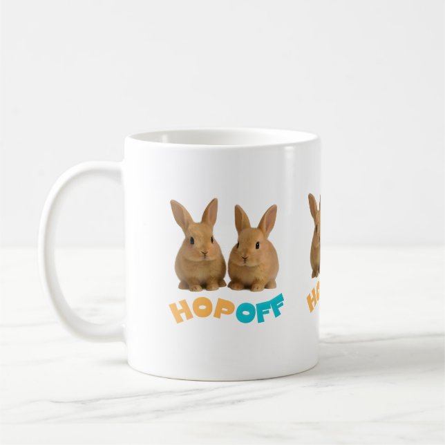 Hoppa Av Kanin – Söt & Fräck Kanin  Kaffemugg (Vänster)