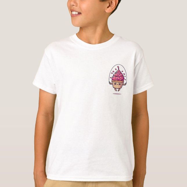 Hoppa Cupcake Strössel Kul Barn T Shirt (Framsida)