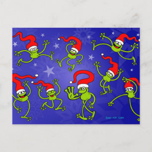 Hoppa, dans och fira för julgrodor! helg vykort