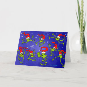 Hoppa, dans och fira för julgrodor! helgkort