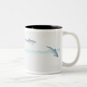 Hoppa delfinen Två-Tonad mugg