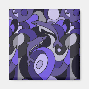 Hoppa delfinkonstabstrakt magnet