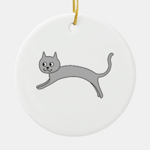 Hoppa den gråa cat.en julgransprydnad keramik