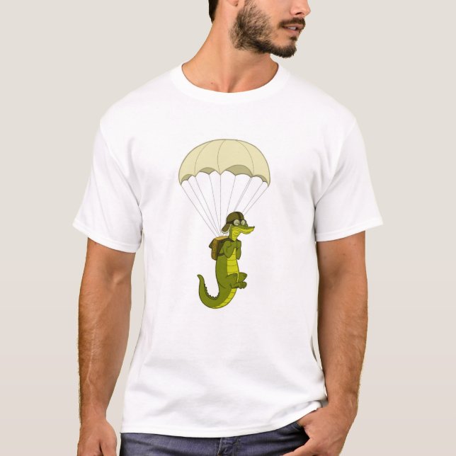 Hoppa fallskärm alligatorskjortan t shirt (Framsida)