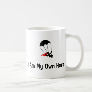 Hoppa fallskärm hjälten kaffemugg