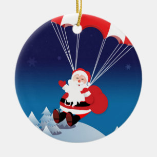 Hoppa fallskärm Santa Julgransprydnad Keramik
