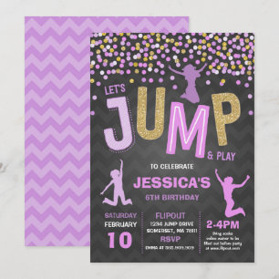 Hoppa Födelsedagsinbjudan Hoppa Trampolin Fest Inbjudningar