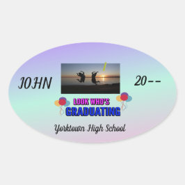 Hoppa för Joy Student Lila Rosa Blue Ovalt Klistermärke