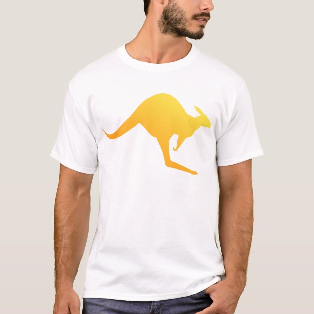 Hoppa för känguru för solnedgång orange tee shirt (Framsida)