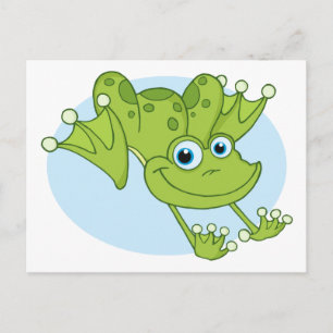 HOPPA GRÖNT TECKNAD LYCKLIG FROG CUTE TRAVELING VYKORT