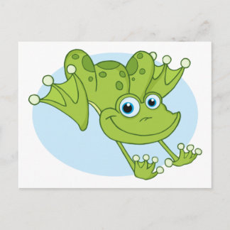 HOPPA GRÖNT TECKNAD LYCKLIG FROG CUTE TRAVELING VYKORT