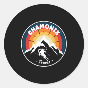 Hoppa in i Chamonix Frankrike Vintage Runt Klistermärke