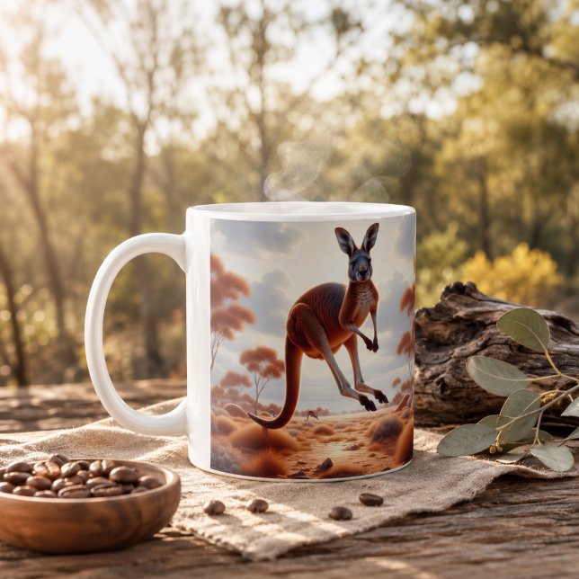 Hoppa in i din morgonkaffe med vår kängurumugg! kaffemugg (Hop into Your Morning Brew with Our Kangaroo Mug! Coffee Mug)