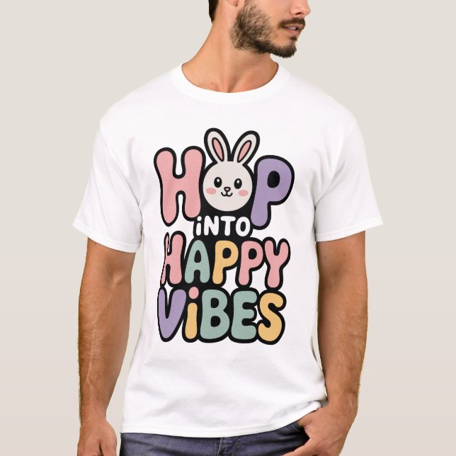 Hoppa In I Glad Påskstämning Kanin T Shirt C (Framsida)