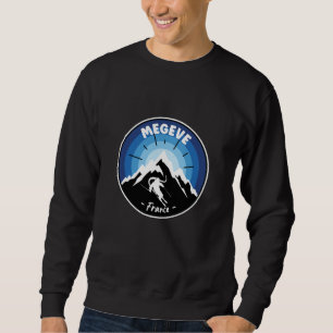 Hoppa in i Megeve Frankrike Blue Lång Ärmad Tröja