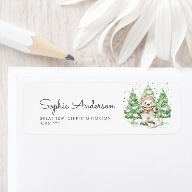 Hoppa in i Parenthood Winter Baby Shower Adress Returadress Etikett (Insitu)