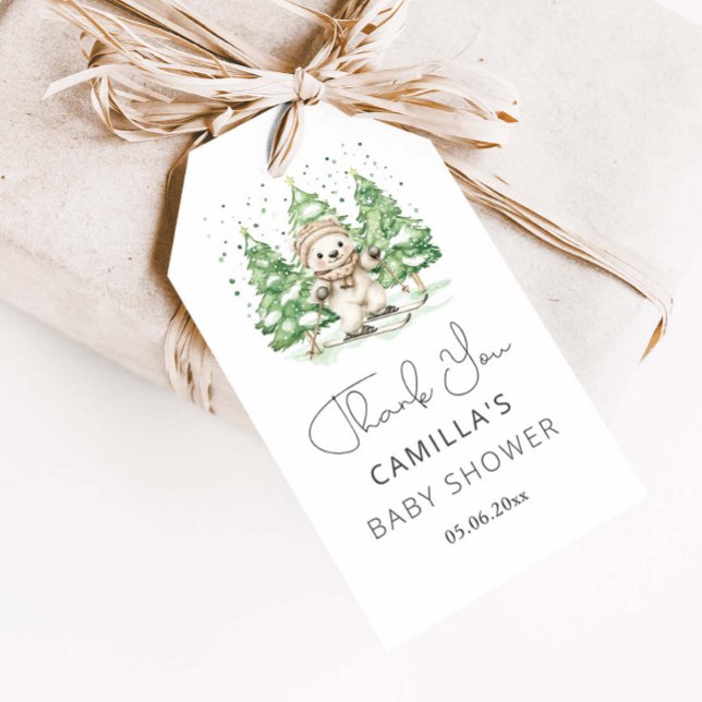 Hoppa in i Parenthood Winter Baby Shower Presentetikett (Skapare uppladdad)