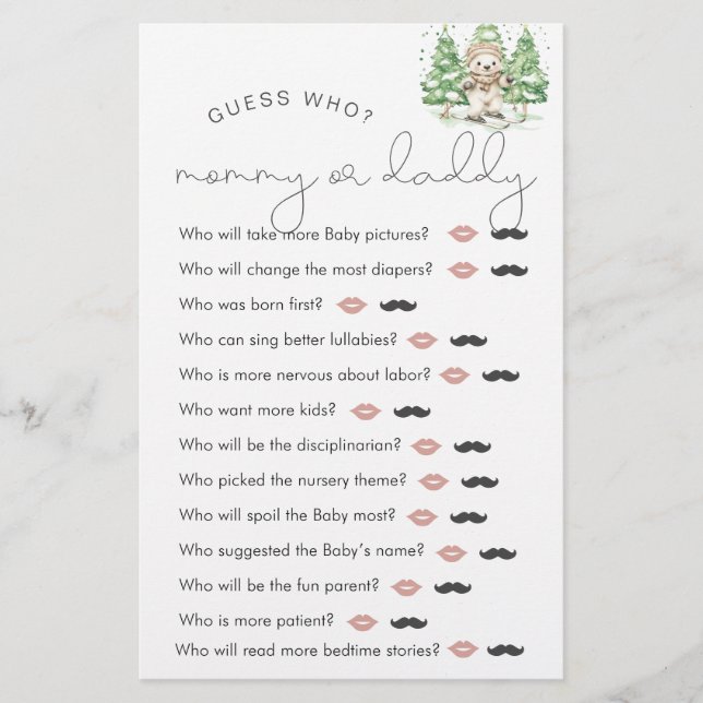 Hoppa in i parentood Shower "gissa vem"-spel (Framsida)