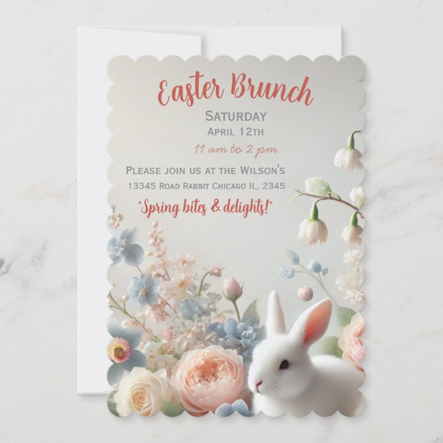 Hoppa in i vår: En pastell Easterbrunch-inbjudan Inbjudningar (Framsida)