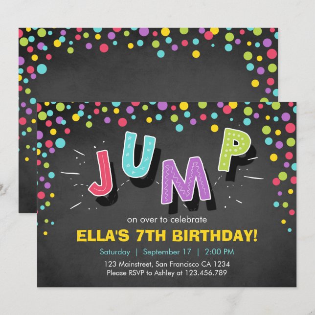 Hoppa in inbjudan Bounderhus Boung Birthday (Fram/baksida)