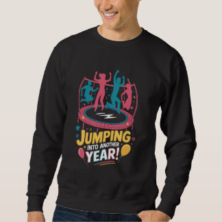 Hoppa In På Året Trampolin Hoppande Hopp Hoppställ Lång Ärmad Tröja