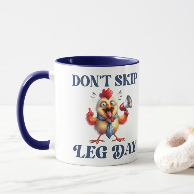 Hoppa inte på Leg Day, lustig kyckling Mugg (Med munk)