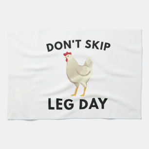 Hoppa over aldrig lägger benen på ryggen dag kökshandduk