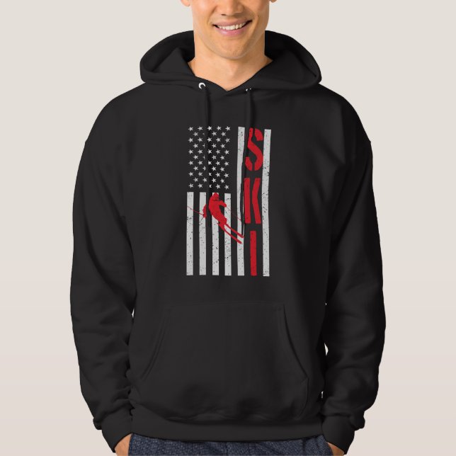 Hoppa över amerikansk vintersport i USA flagga Hoodie (Framsida)
