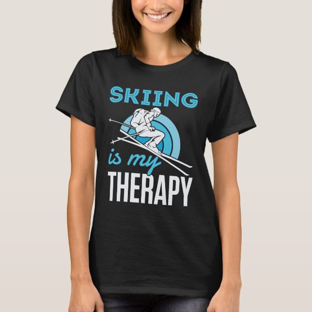 Hoppa över är min terapeutiska underbara Skier Ski T Shirt (Framsida)