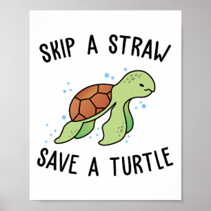Hoppa över en rå Spara A Turtle Låt oss Sparan Tur Poster